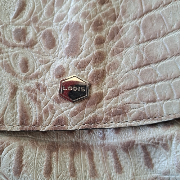 Lodis Cameron Beige croc Embossed leather crossbody - Picture 8 of 10
